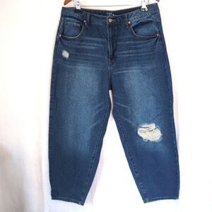 Time and Tru High Rise Distressed Wide Taper Leg Jeans Size 16